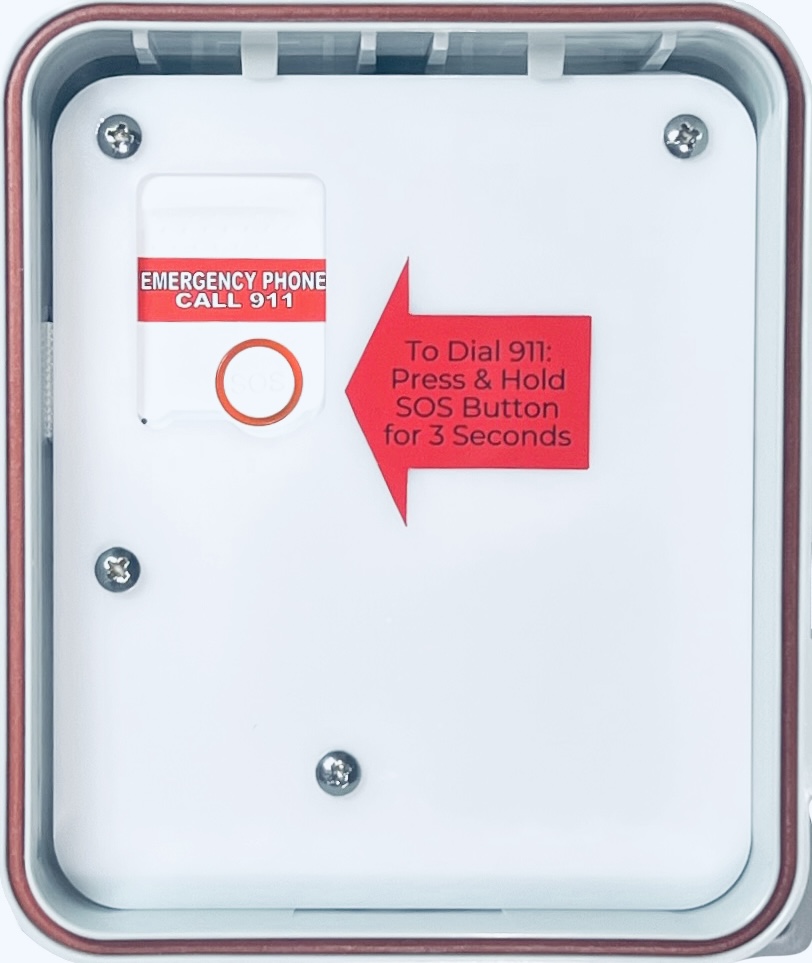 Inside View of Call Box One Button 911 Ony Cell Phone System AA Communications